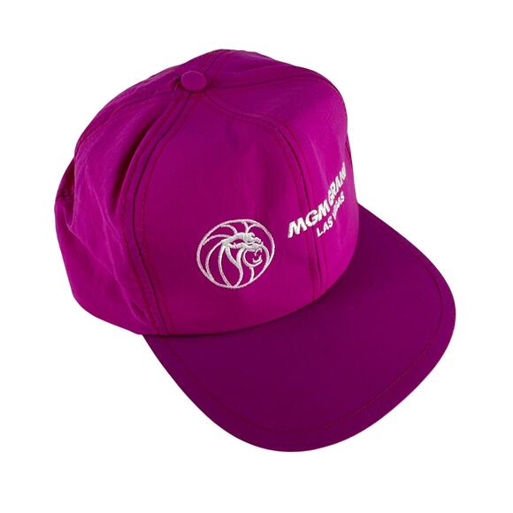 Vintage MGM Grand Las Vegas Snapback Hat Neon Magenta Pink Purple Cap 90s‎ - Picture 6 of 8